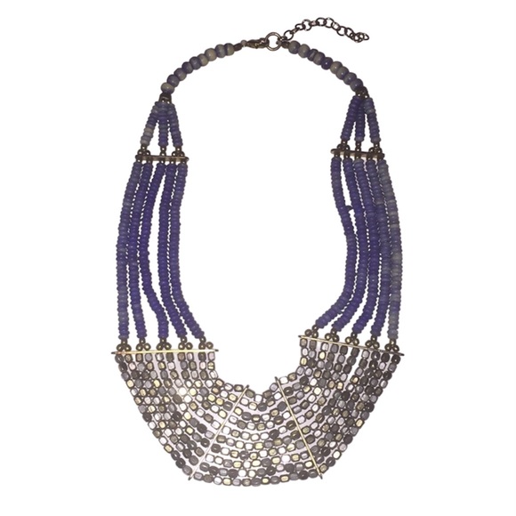 Zara blue and gold beaded necklace - Picture 5 of 5